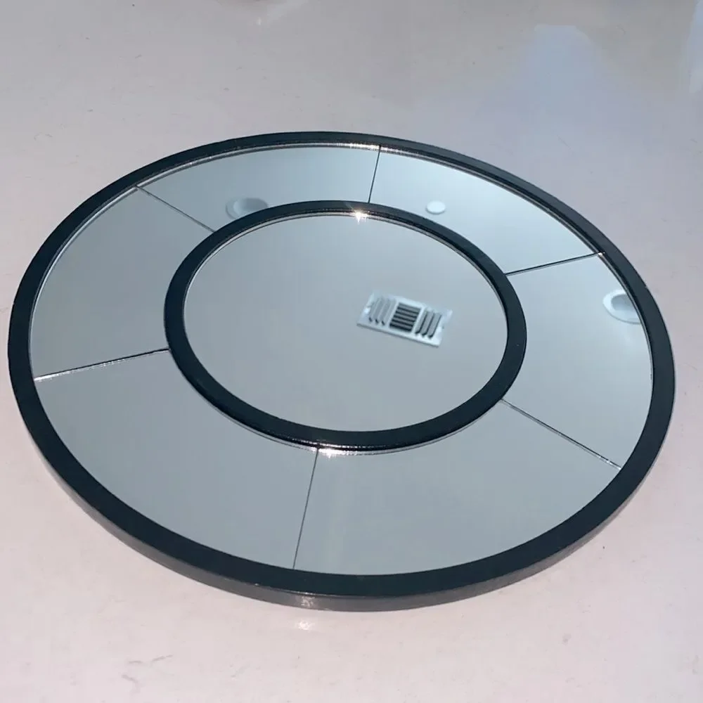 Modern Round Paneled Wall Mirror Black Frame 14.5 Inch Geometric Accent Mirror